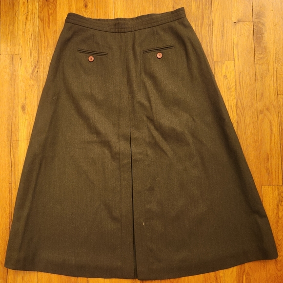 Talbots Petites Made In Italy Army Green Wool Skirt Fully Lined Size 6 Stretch - Picture 2 of 11